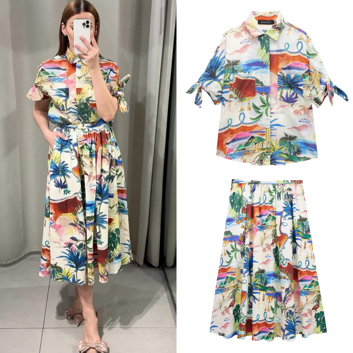 Chic Printed Lapel Single Brea - Resort Shirt Floral avaliação e preço