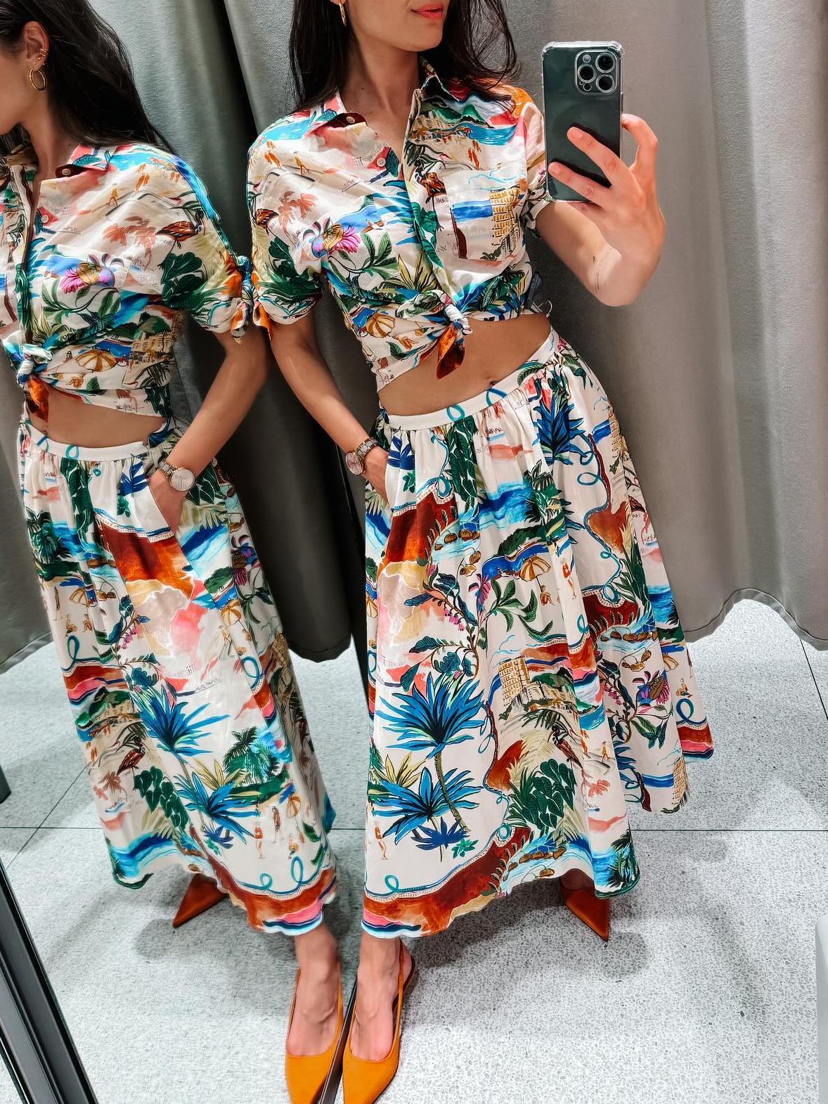 Chic Printed Lapel Single Brea - Resort Shirt Floral avaliação e preço