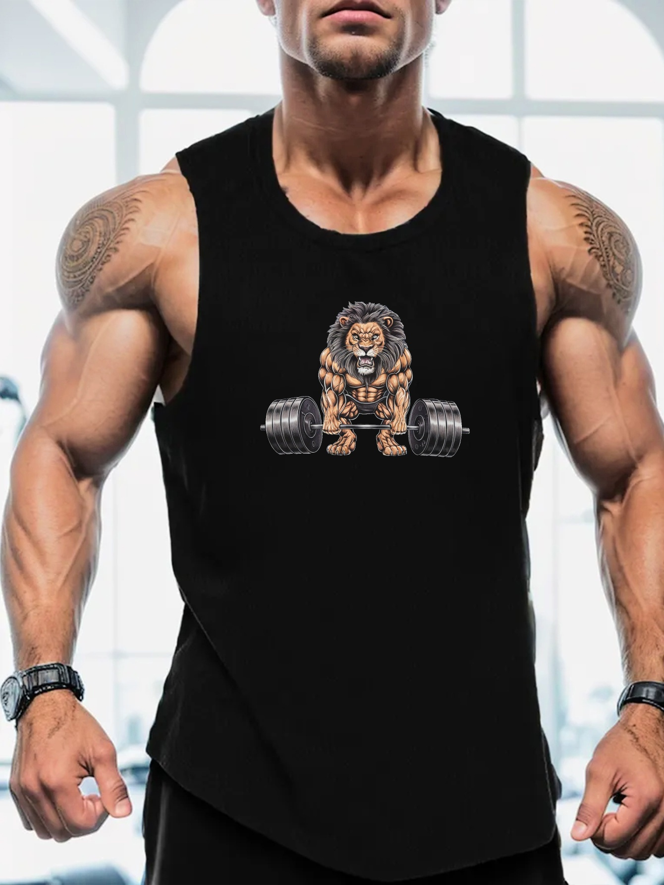 Muscle Lion Barbell Print Men' - Tank Top Muscle avaliação e preço