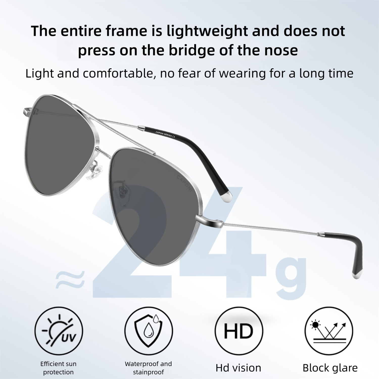 CAPONI Avation Men Polarized S - Sunglasses Aviator Polarized avaliação e preço