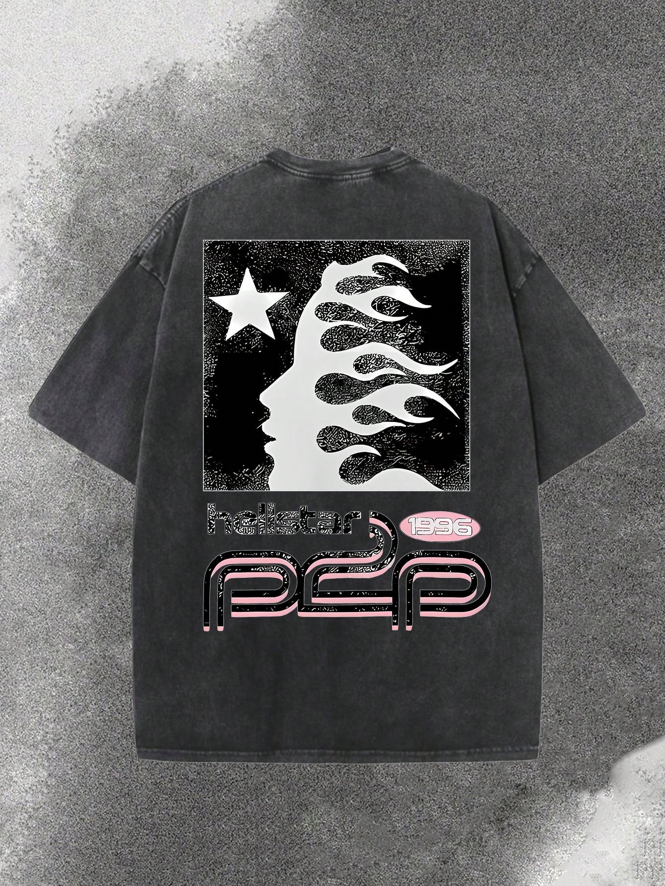 Distressed Washed Black Oversi - Tee Graphic Print avaliação e preço