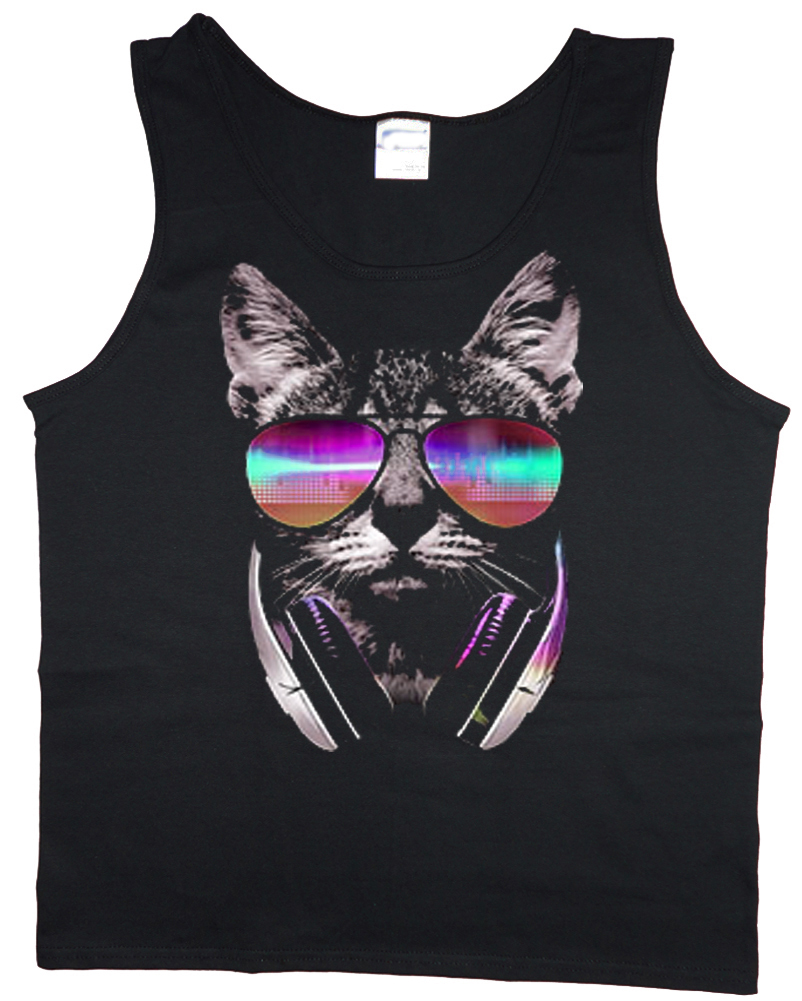 Funny DJ cat design sleeveless - Tank Top Muscle avaliação e preço