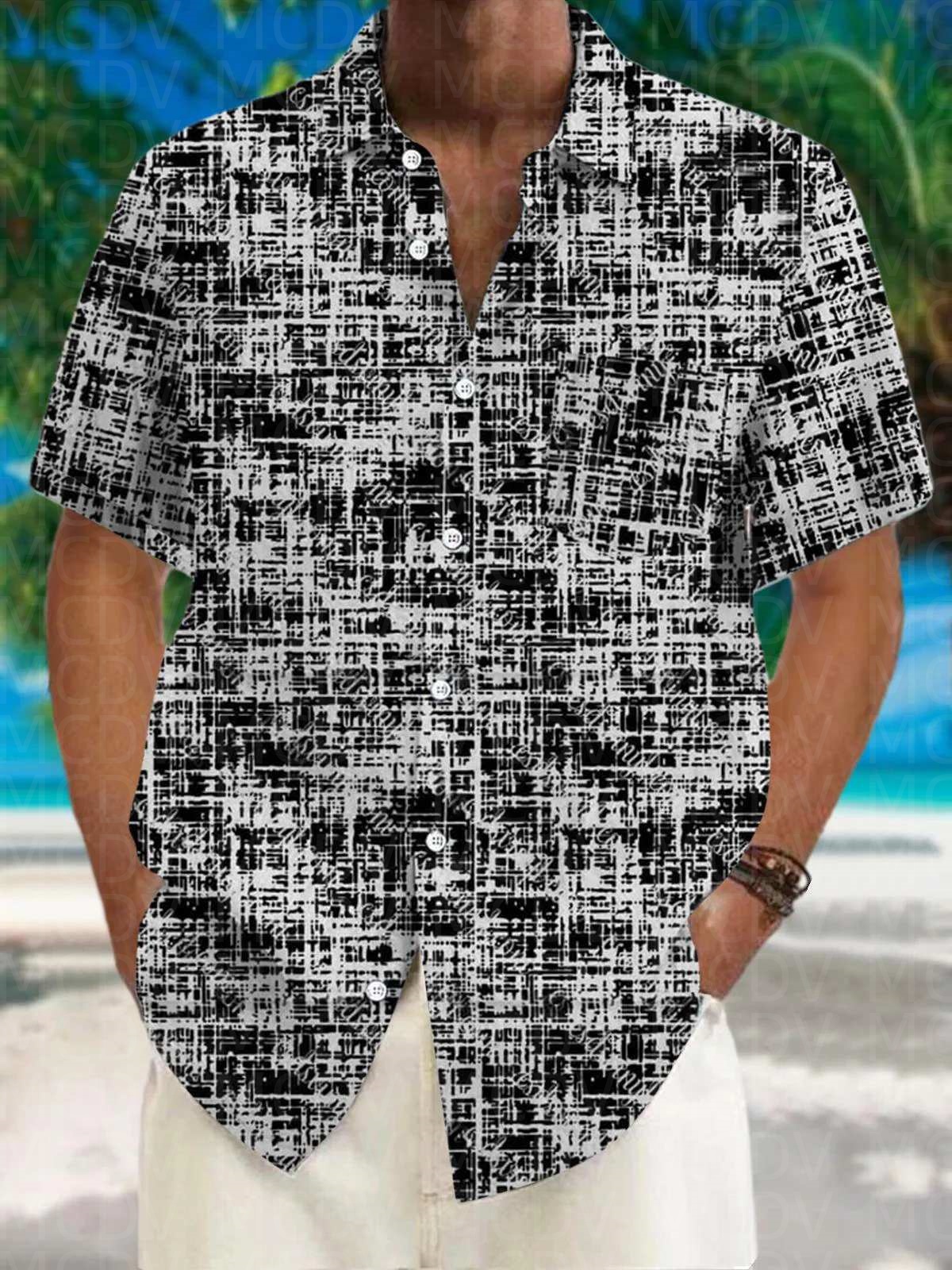 Flag Pattern Style Men's Hawai - Shirt Camp Collar avaliação e preço