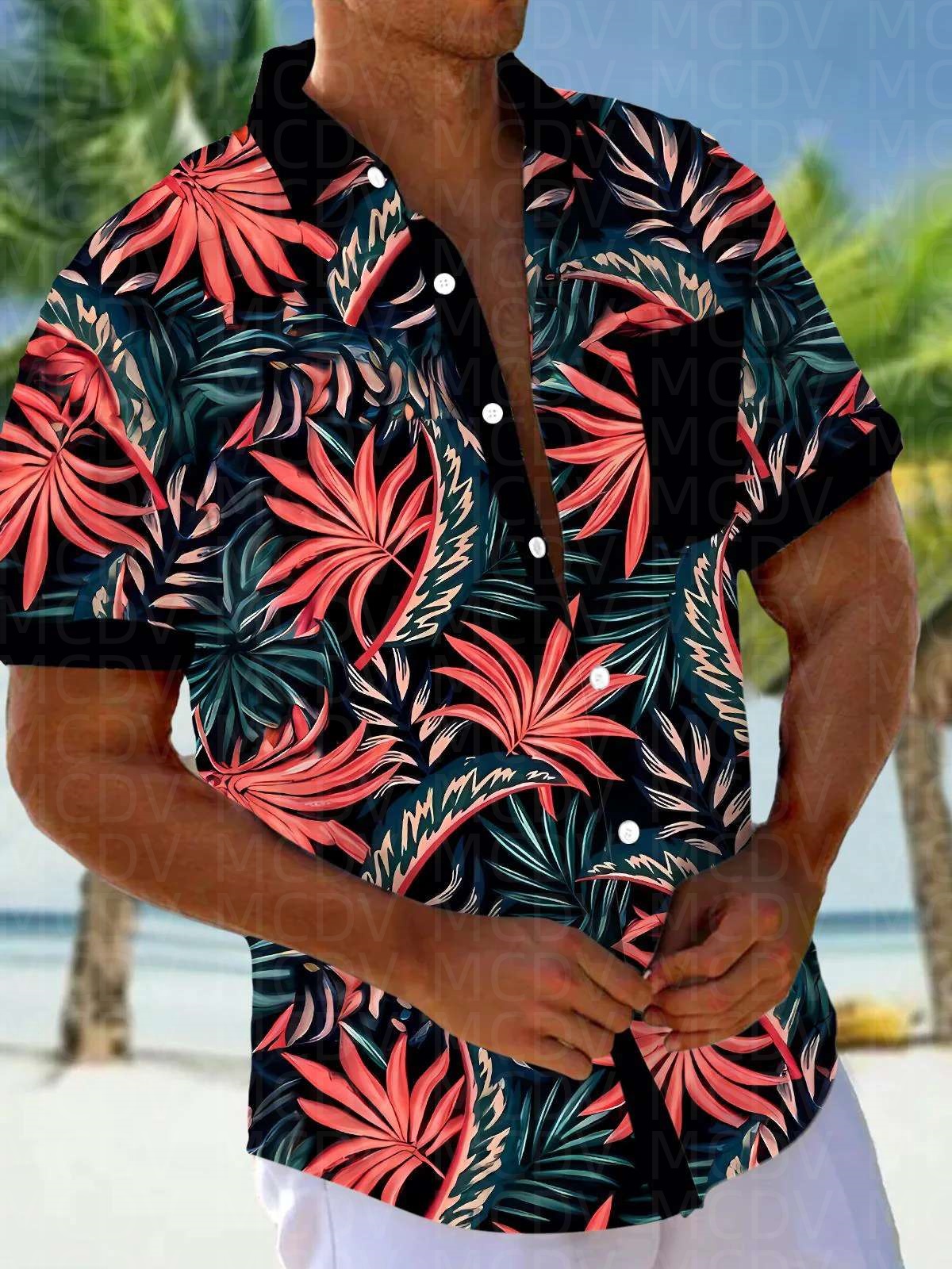 Flag Pattern Style Men's Hawai - Shirt Camp Collar avaliação e preço