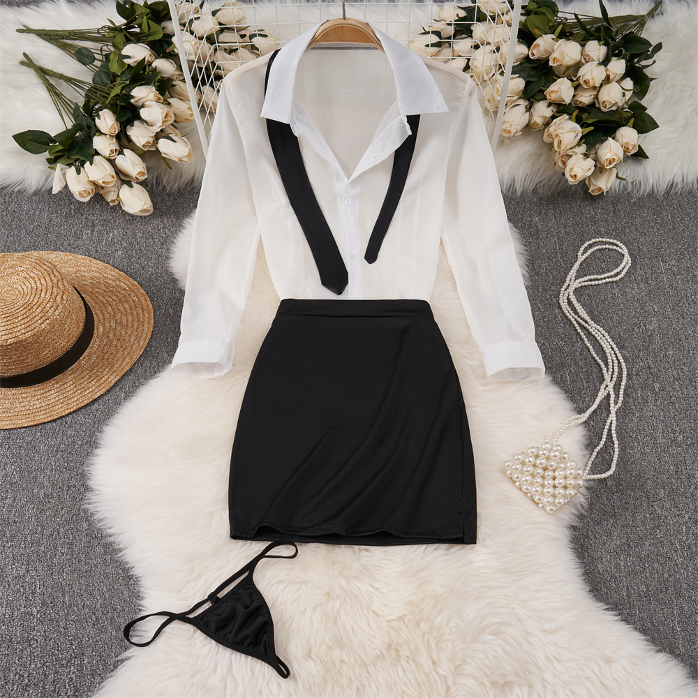 Sexy Transparent Long Sleeve S - Shirt Camp Collar avaliação e preço