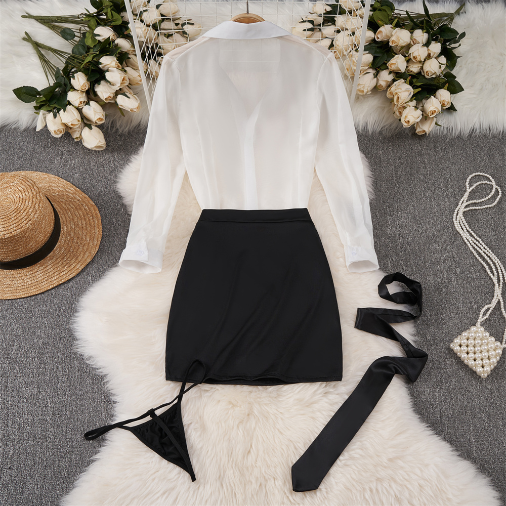 Sexy Transparent Long Sleeve S - Shirt Camp Collar avaliação e preço