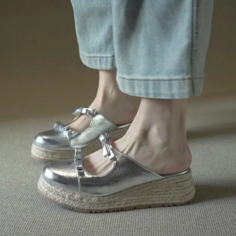 Metallic Mary Jane Mules for W - Espadrille Slip On avaliação e preço