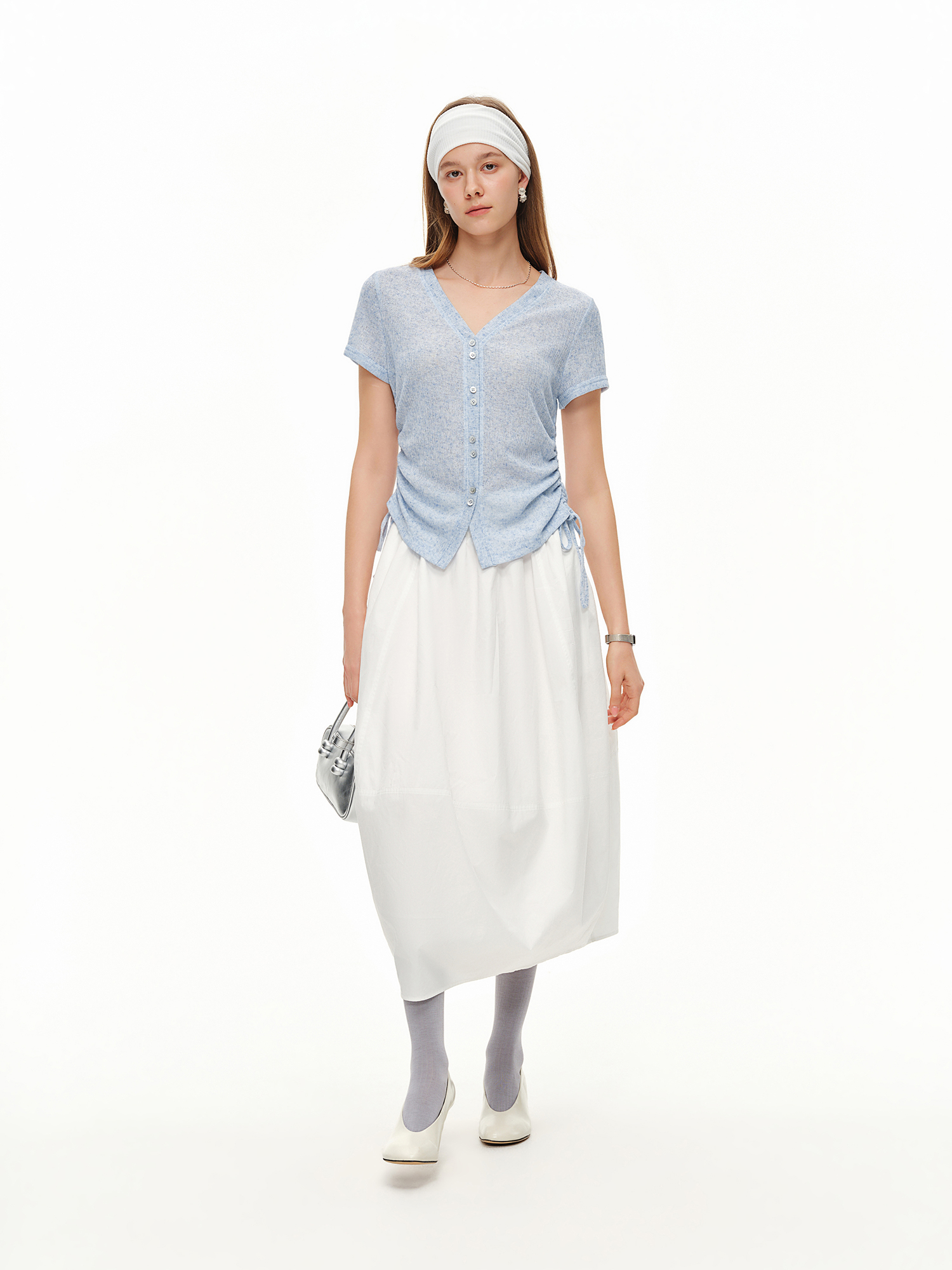 DUSHU Lightweight V-neck Linen - Short Linen Drawstring avaliação e preço