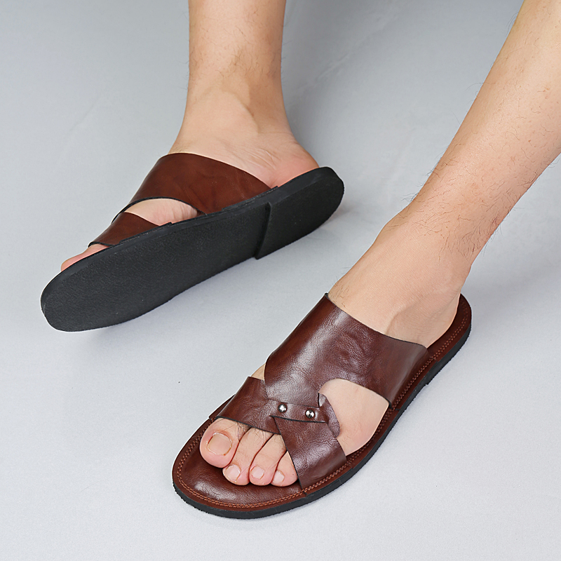 Handmade Leather Slippers Men  - Flip Flop Leather Men avaliação e preço
