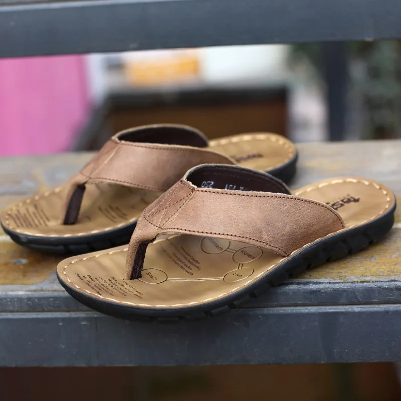 Roma Retro Man Slipper Solid C - Flip Flop Leather Men avaliação e preço
