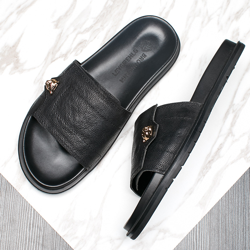 2025 New Genuine Leather Slipp - Flip Flop Leather Men avaliação e preço