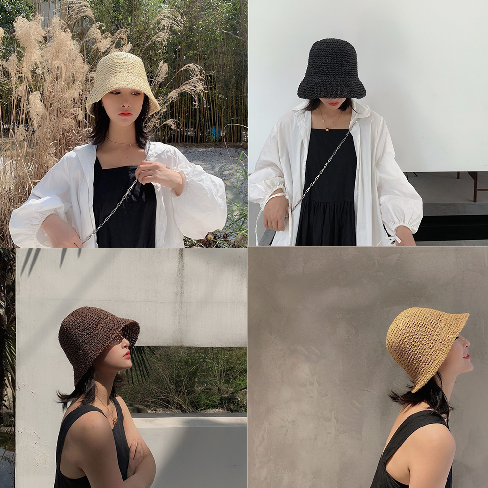 Hot Women's Fashion Summer Cap - Bucket Hat Straw avaliação e preço