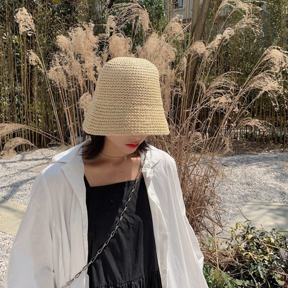 Hot Women's Fashion Summer Cap - Bucket Hat Straw avaliação e preço