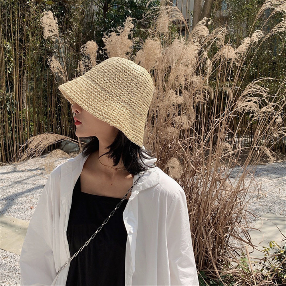 Hot Women's Fashion Summer Cap - Bucket Hat Straw avaliação e preço