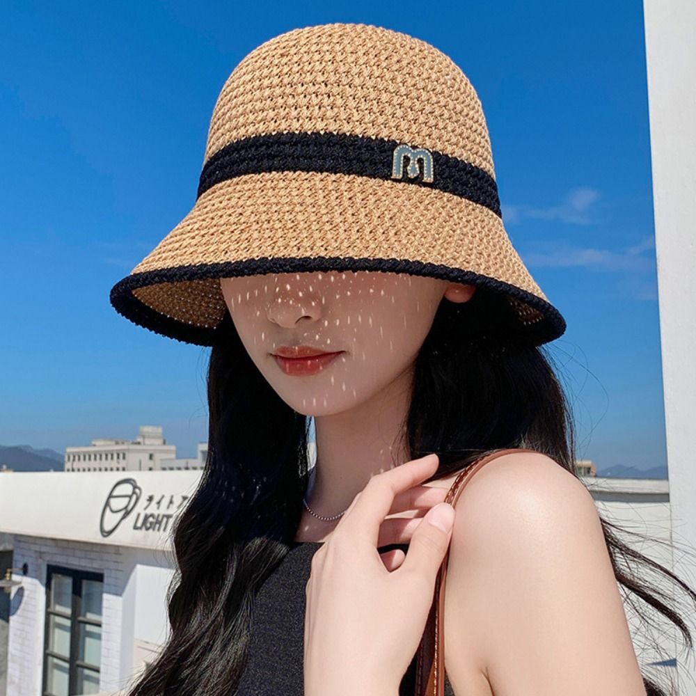 Elegant Bow Fisherman Hat Fold - Bucket Hat Straw avaliação e preço