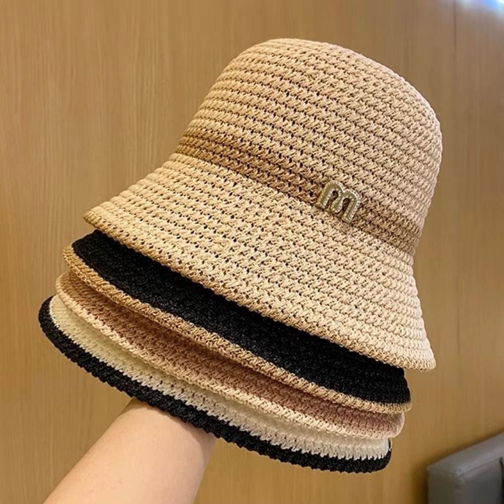Elegant Bow Fisherman Hat Fold - Bucket Hat Straw avaliação e preço