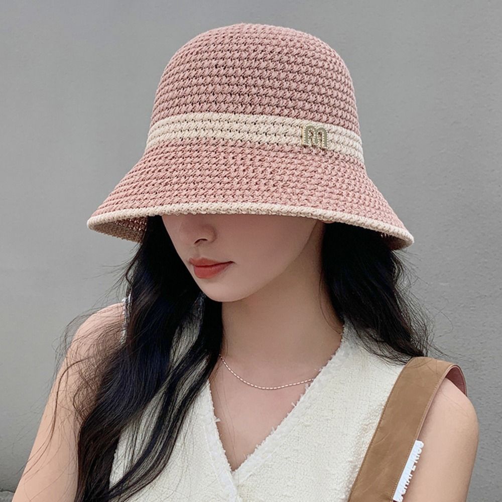 Elegant Bow Fisherman Hat Fold - Bucket Hat Straw avaliação e preço