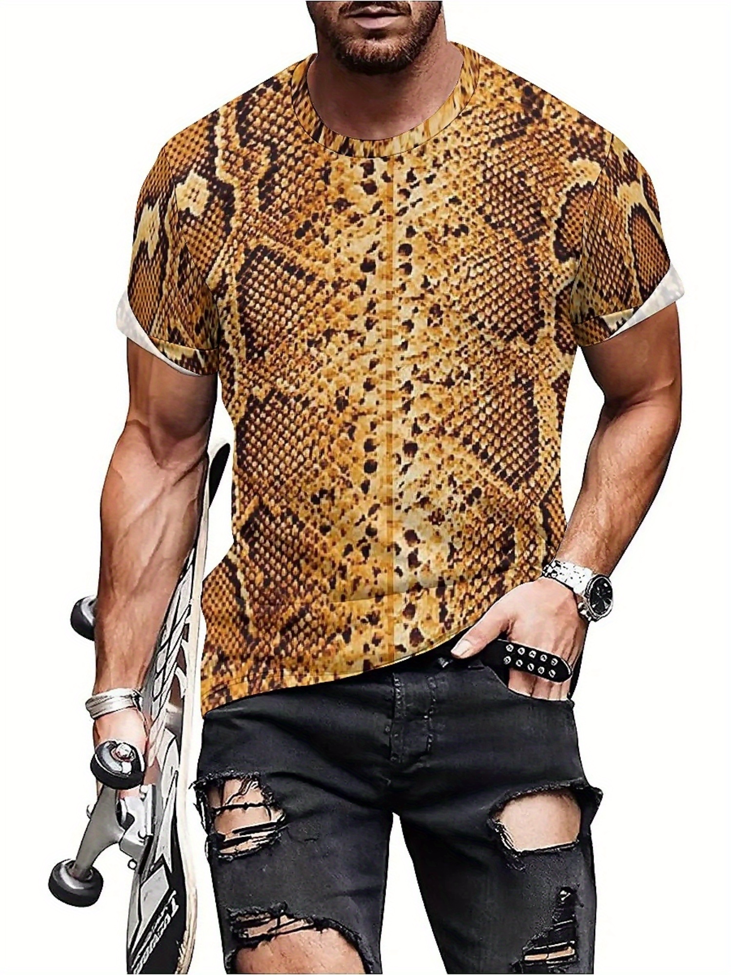 Men'S 3D Print Snake Graphic T - Tee Graphic Print avaliação e preço