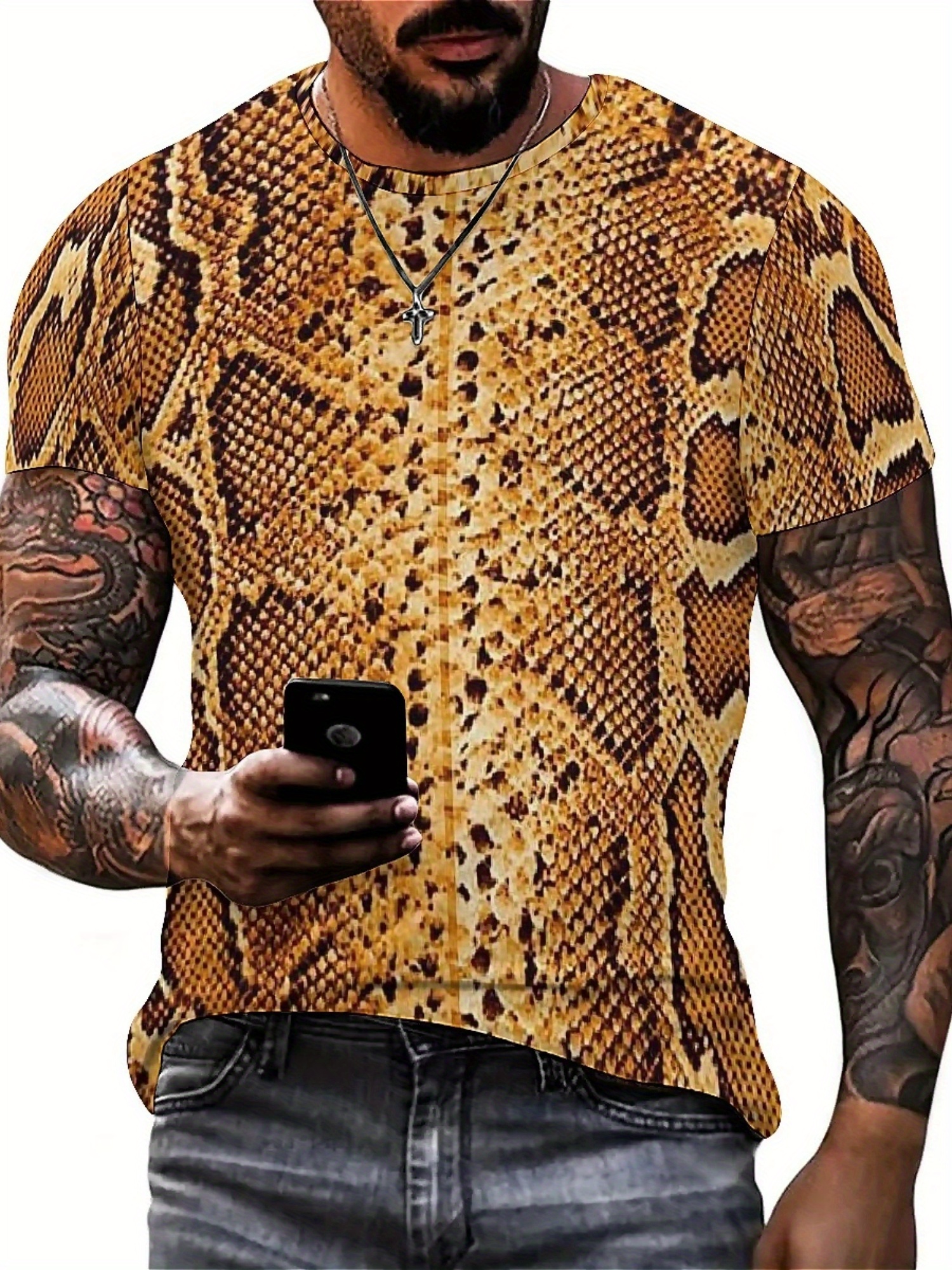 Men'S 3D Print Snake Graphic T - Tee Graphic Print avaliação e preço