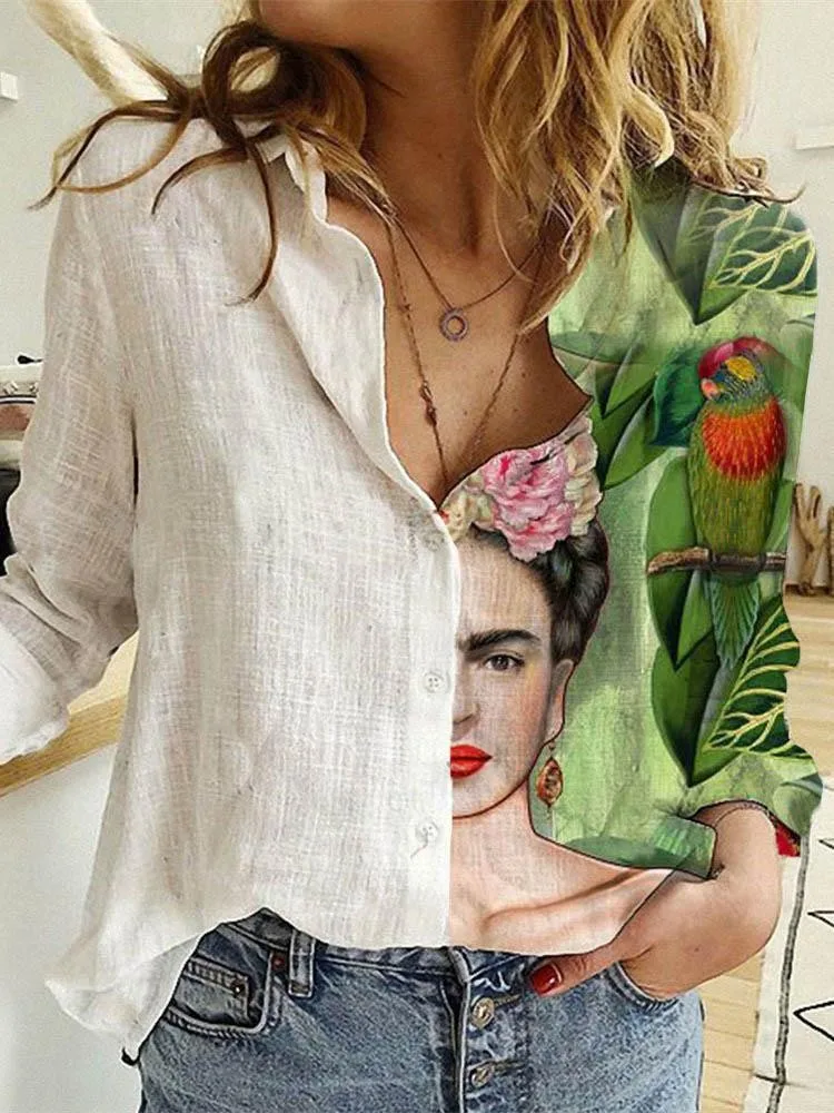 Women Spring And Autumn Long S - Shirt Camp Collar avaliação e preço