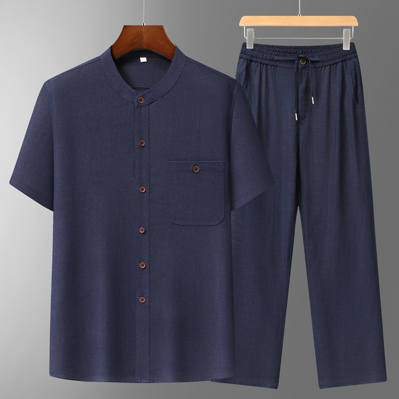 Men's Cotton Linen Tang Suit S - Short Linen Drawstring avaliação e preço