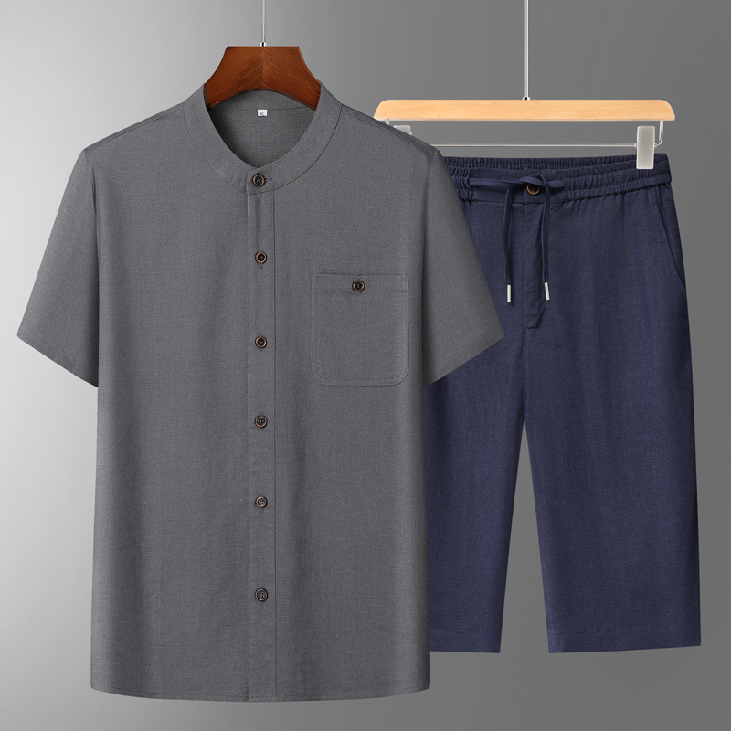 Men's Cotton Linen Tang Suit S - Short Linen Drawstring avaliação e preço