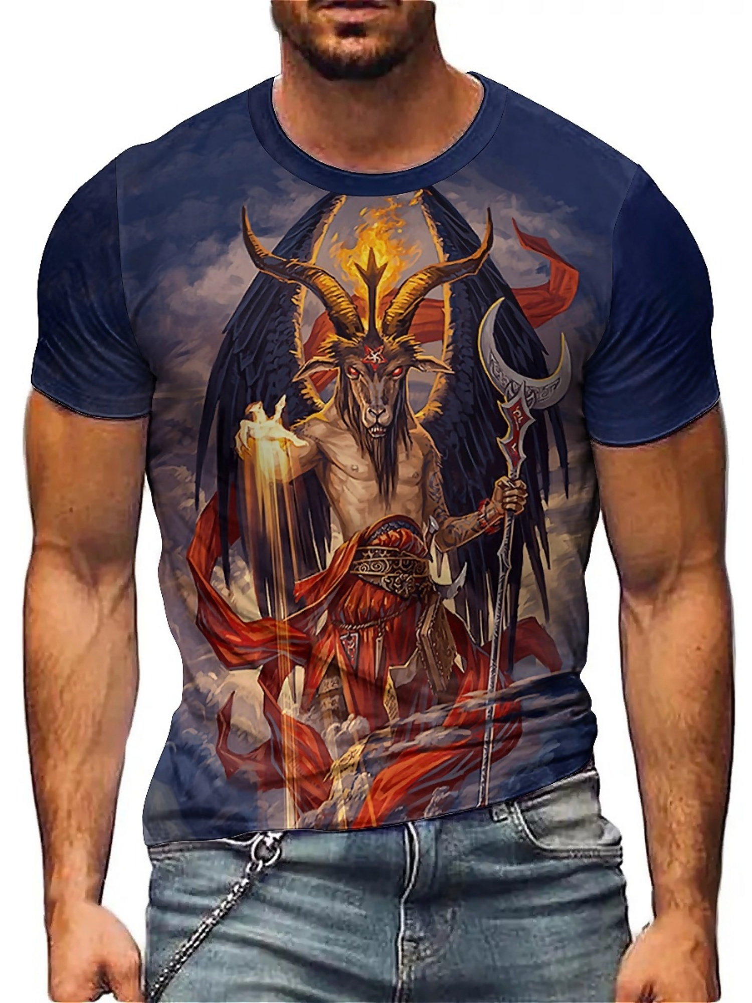 Men's 3D Demon Print T-Shirt | - Tee Graphic Print avaliação e preço