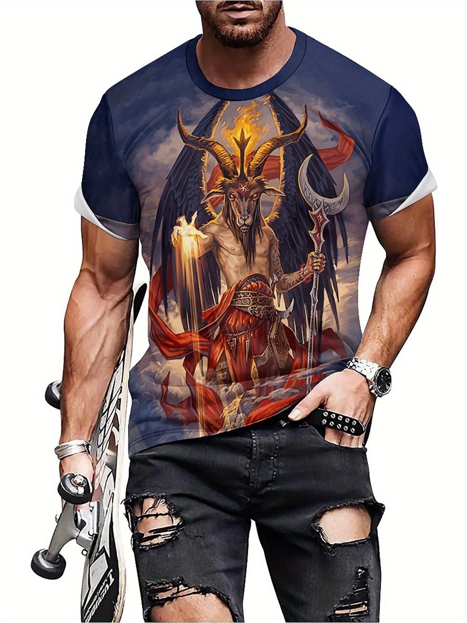 Men's 3D Demon Print T-Shirt | - Tee Graphic Print avaliação e preço