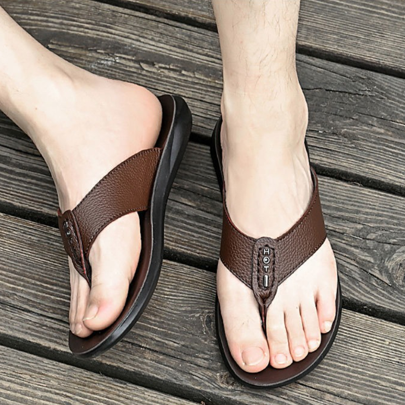 Hot Sale Men's Flip Flops High - Flip Flop Leather Men avaliação e preço
