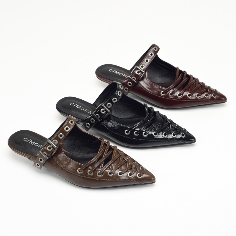 Pointed Toe Lace Up Women Slip - Casual Sandal Leather avaliação e preço