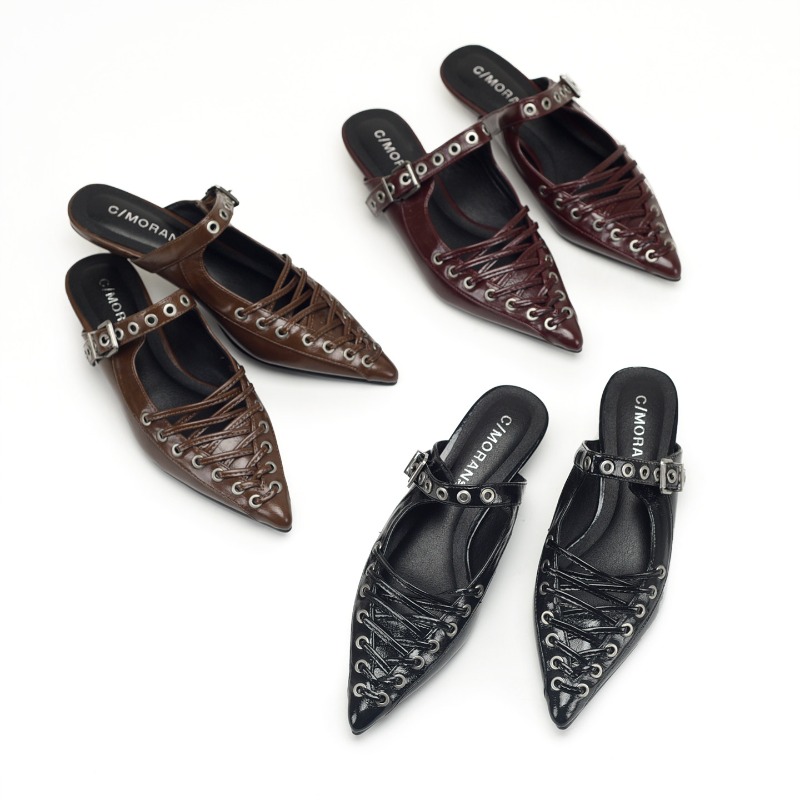 Pointed Toe Lace Up Women Slip - Casual Sandal Leather avaliação e preço