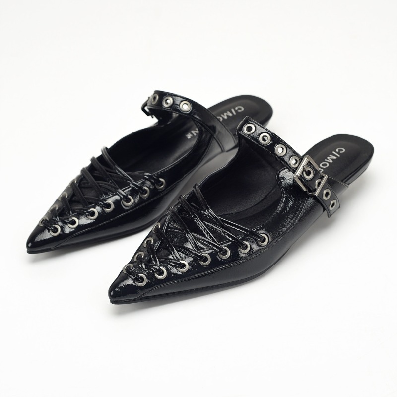 Pointed Toe Lace Up Women Slip - Casual Sandal Leather avaliação e preço