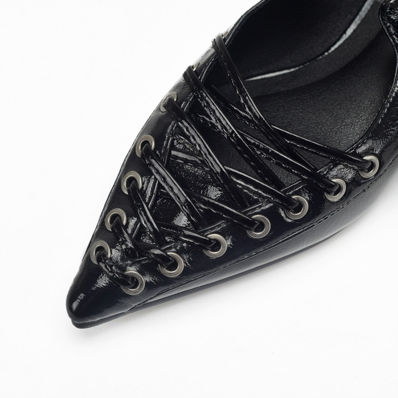 Pointed Toe Lace Up Women Slip - Casual Sandal Leather avaliação e preço